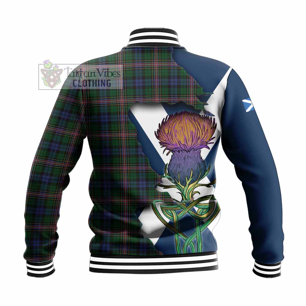 Tartan Vibes Clothing Allison Tartan Family Crest Baseball Jacket Scottish Thistle Celtic Inspired