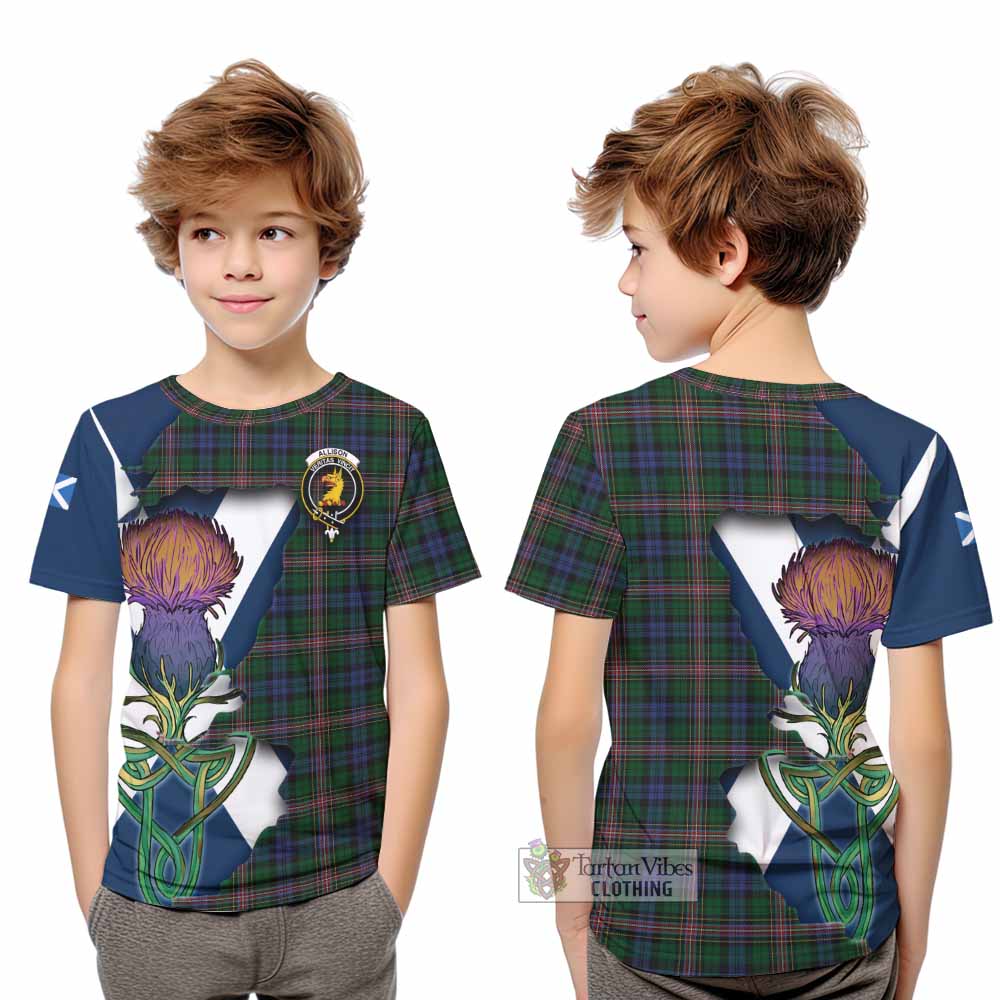 Tartan Vibes Clothing Allison Tartan Family Crest Kid T-Shirt Scottish Thistle Celtic Inspired