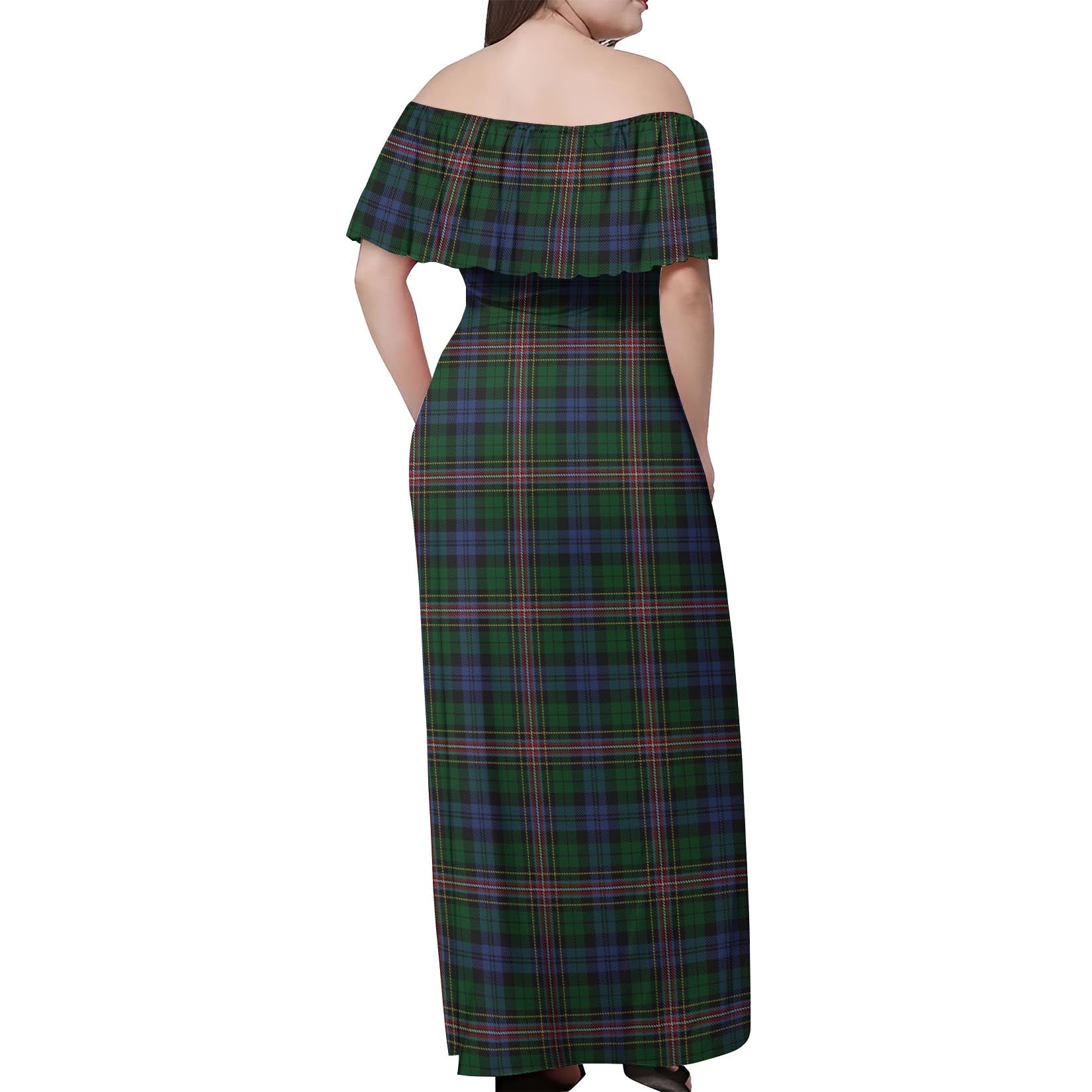 Allison Tartan Off Shoulder Long Dress - Tartanvibesclothing