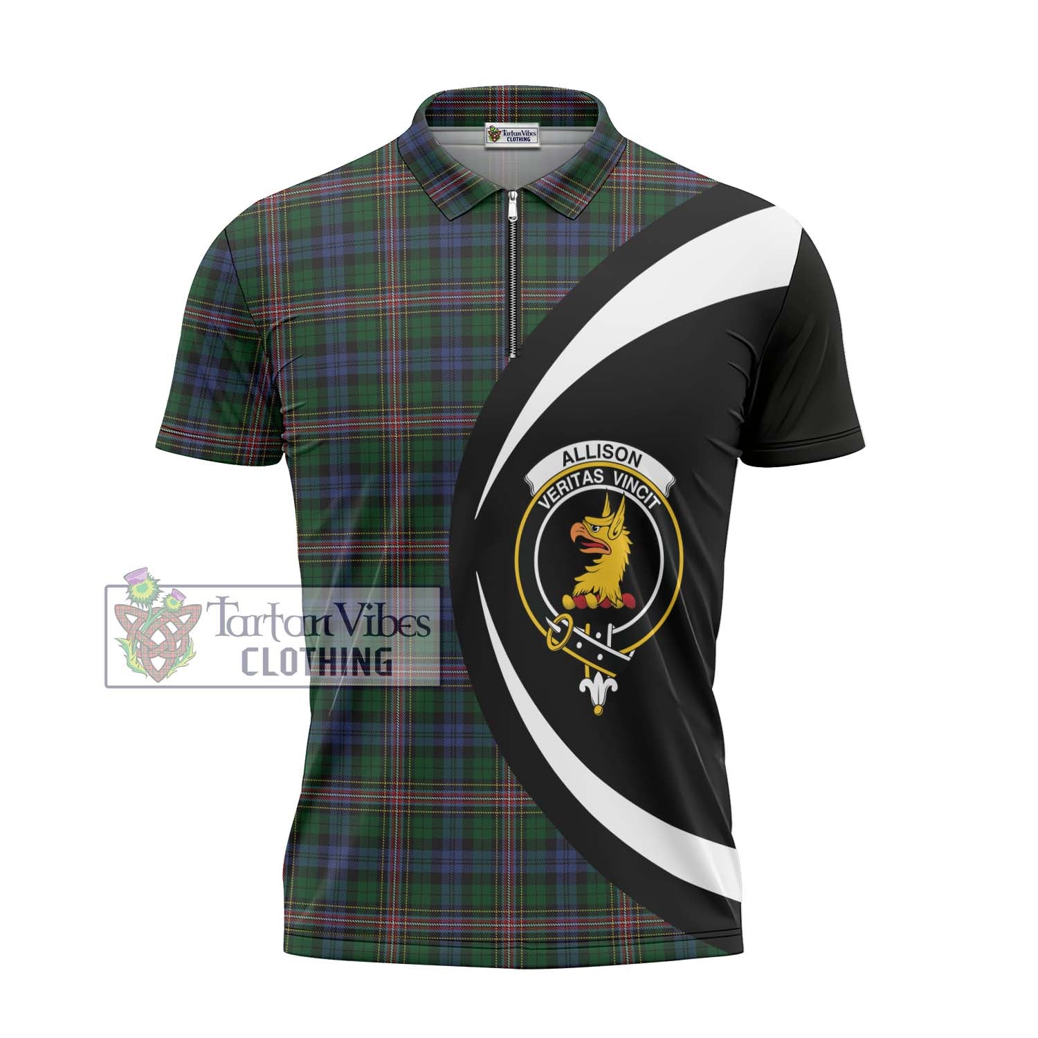 Tartan Vibes Clothing Allison Tartan Zipper Polo Shirt with Family Crest Circle Style