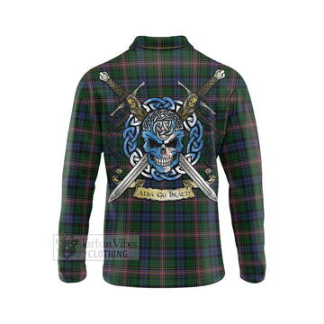 Tartan Vibes Clothing Allison Tartan Long Sleeve Polo Shirt with Family Crest Celtic Skull Style