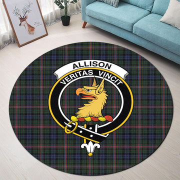 Allison Tartan Round Rug with Family Crest - Tartanvibesclothing