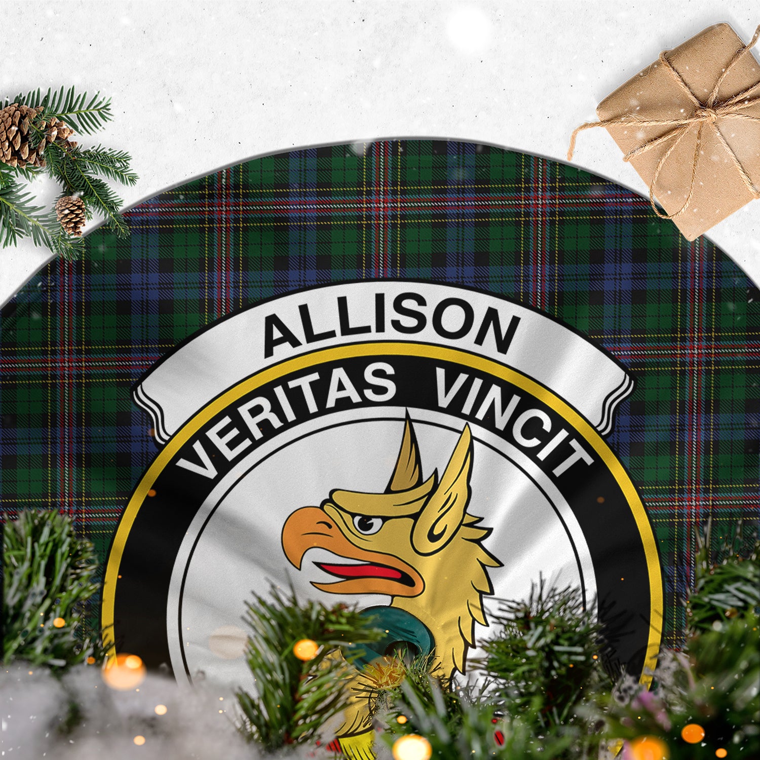 Allison Tartan Christmas Tree Skirt with Family Crest - Tartanvibesclothing