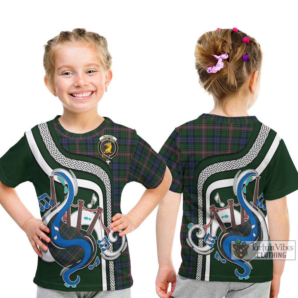 Tartan Vibes Clothing Allison Tartan Kid T-Shirt with Epic Bagpipe Style