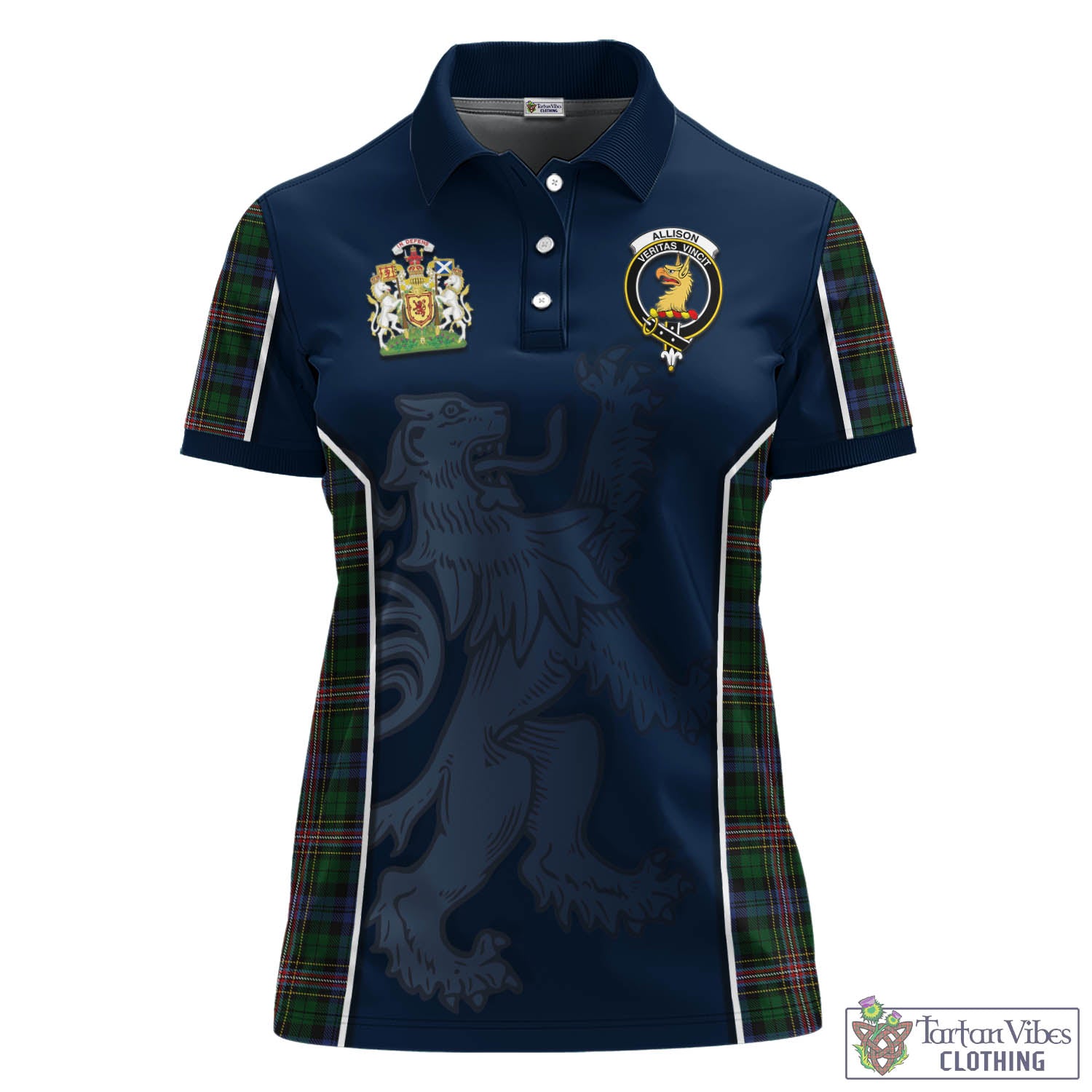 Tartan Vibes Clothing Allison Tartan Women's Polo Shirt with Family Crest and Lion Rampant Vibes Sport Style