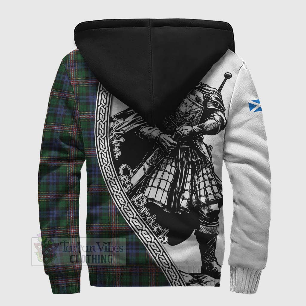 Tartan Vibes Clothing Allison Tartan Clan Crest Sherpa Hoodie with Highlander Warrior Celtic Style