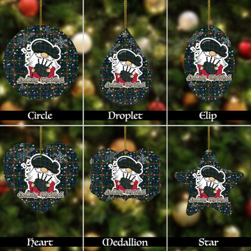 Allison Tartan Christmas Ornaments with Scottish Gnome Playing Bagpipes