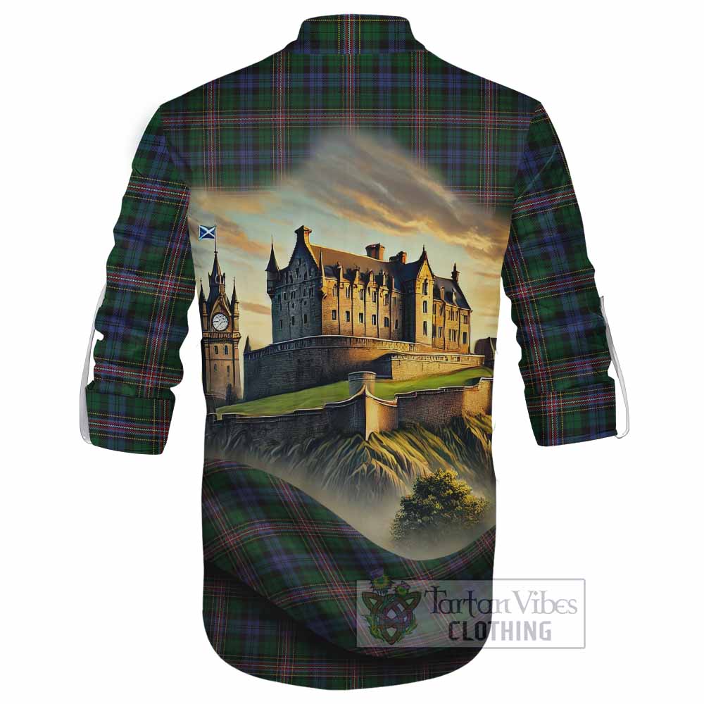 Tartan Vibes Clothing Allison Tartan Family Crest Ghillie Kilt Shirt with Scottish Ancient Castle Style