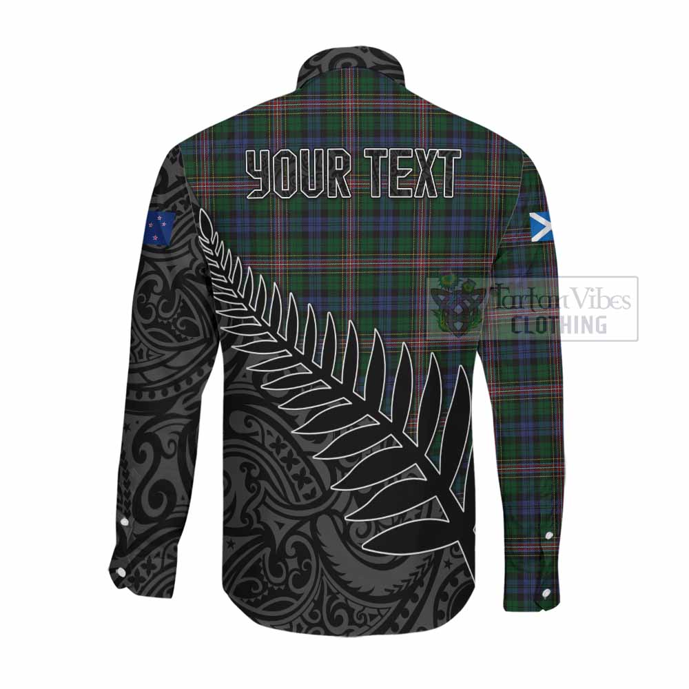 Tartan Vibes Clothing Allison Crest Tartan Long Sleeve Button Shirt with New Zealand Silver Fern Half Style