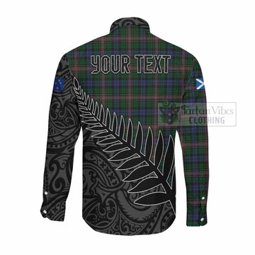 Tartan Vibes Clothing Allison Crest Tartan Long Sleeve Button Shirt with New Zealand Silver Fern Half Style