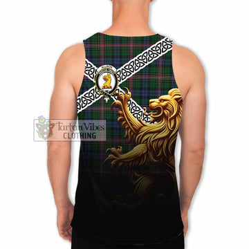 Allison Crest Tartan Men's Tank Top with Golden Lion Emblem Celtic Style