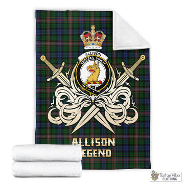 Tartan Vibes Clothing Allison Tartan Blanket with Clan Crest and the Golden Sword of Courageous Legacy