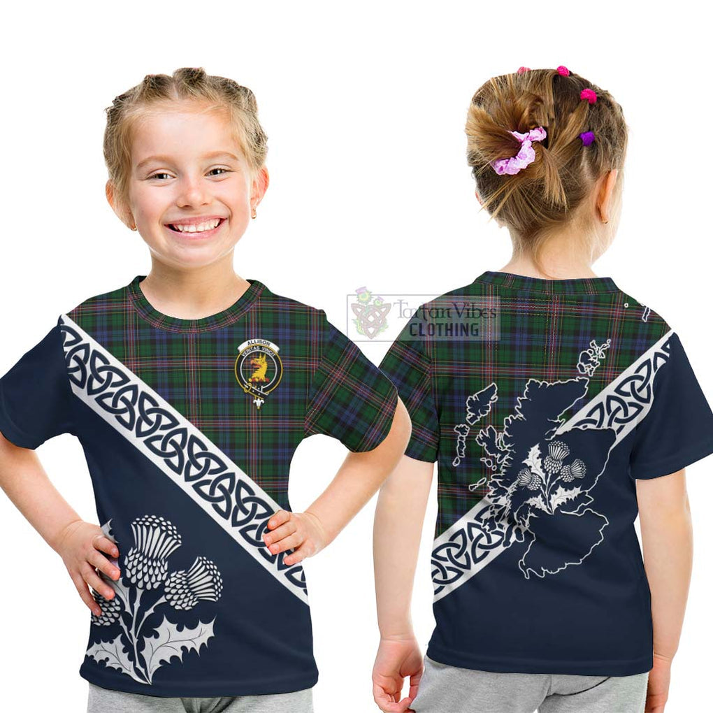 Tartan Vibes Clothing Allison Tartan Kid T-Shirt Featuring Thistle and Scotland Map