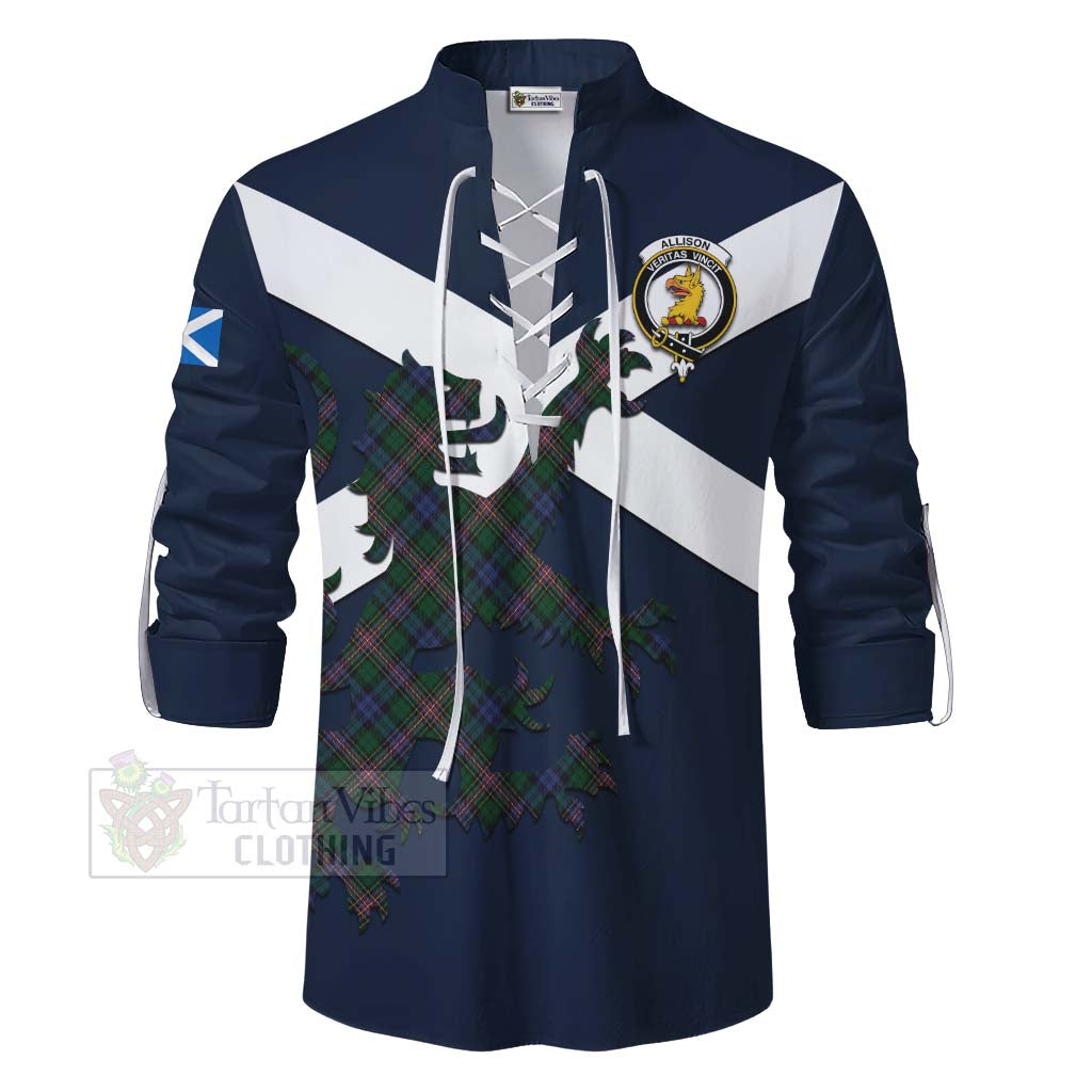 Tartan Vibes Clothing Allison Tartan Lion Rampant Ghillie Kilt Shirt Proudly Display Your Heritage with Alba Gu Brath and Clan Name