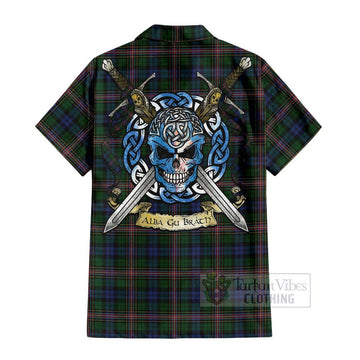 Tartan Vibes Clothing Allison Tartan Short Sleeve Button Shirt with Family Crest Celtic Skull Style
