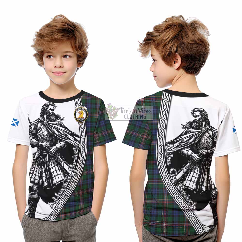Allison Tartan Clan Crest Kid T-Shirt with Highlander Warrior Celtic Style