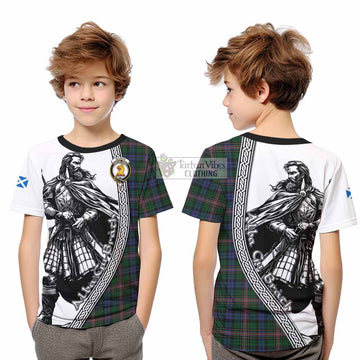 Allison Tartan Clan Crest Kid T-Shirt with Highlander Warrior Celtic Style
