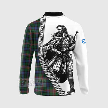 Tartan Vibes Clothing Allison Tartan Clan Crest Long Sleeve Polo Shirt with Highlander Warrior Celtic Style