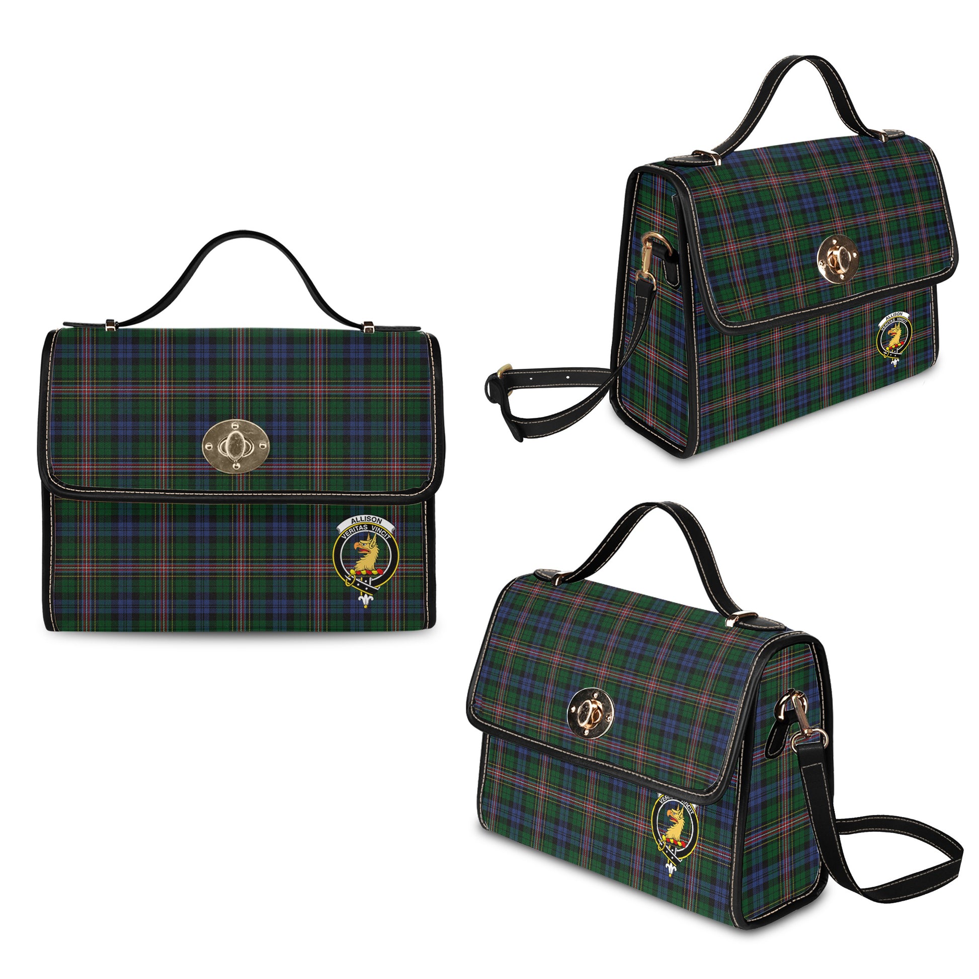 Allison Tartan Leather Strap Waterproof Canvas Bag with Family Crest - Tartanvibesclothing