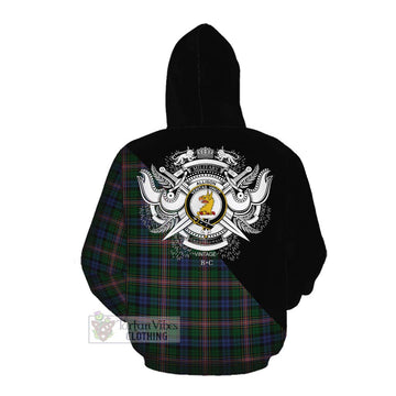 Allison Tartan Cotton Hoodie with Family Crest and Military Logo Style