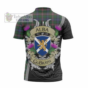 Allison Tartan Family Crest Zipper Polo Shirt Lion Rampant Royal Thistle Shield Celtic Inspired