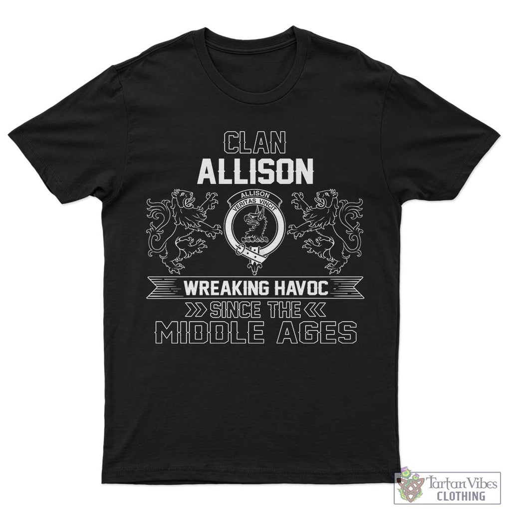 Allison Family Crest 2D Cotton Men's T-Shirt Wreaking Havoc Style Sapphire - 2D-tartanvibesclothing