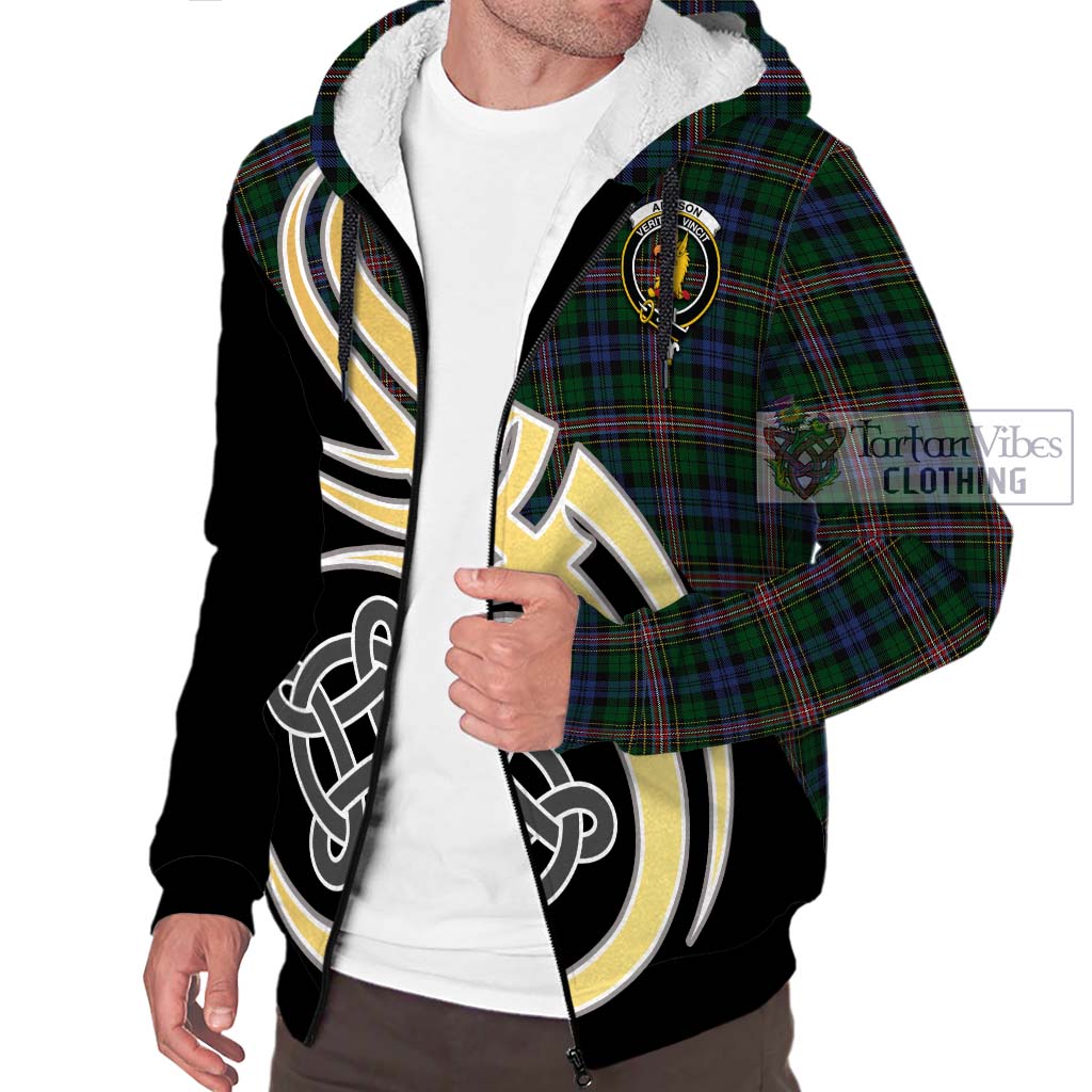 Allison Tartan Sherpa Hoodie with Family Crest and Celtic Symbol Style - Tartan Vibes Clothing