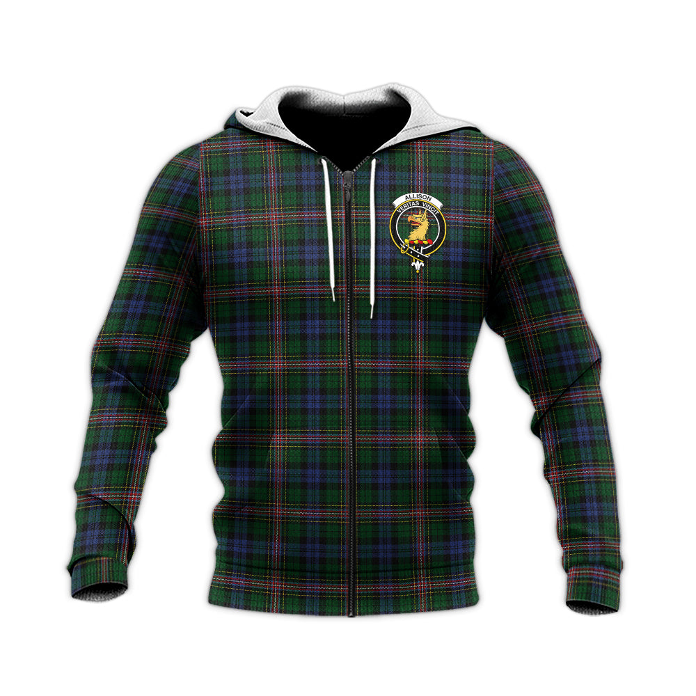 Allison Tartan Knitted Hoodie with Family Crest Unisex Knitted Zip Hoodie - Tartanvibesclothing