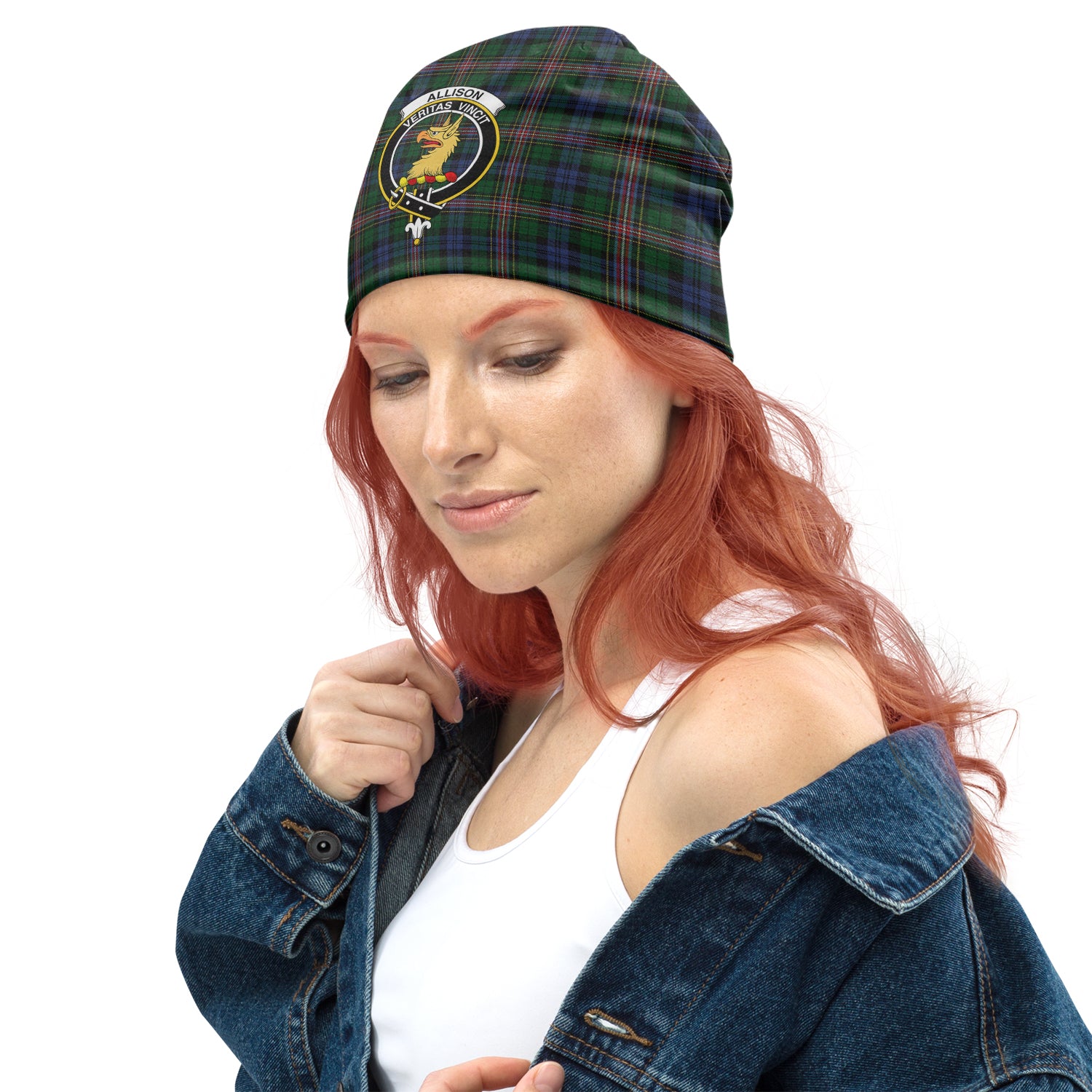 Allison Tartan Beanies Hat with Family Crest - Tartanvibesclothing