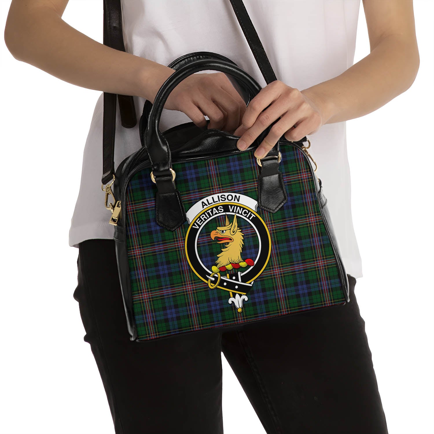 Allison Tartan Shoulder Handbags with Family Crest - Tartanvibesclothing