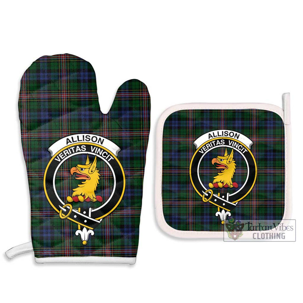 Allison Tartan Combo Oven Mitt & Pot-Holder with Family Crest Combo 1 Oven Mitt & 2 Pot-Holder White - Tartan Vibes Clothing