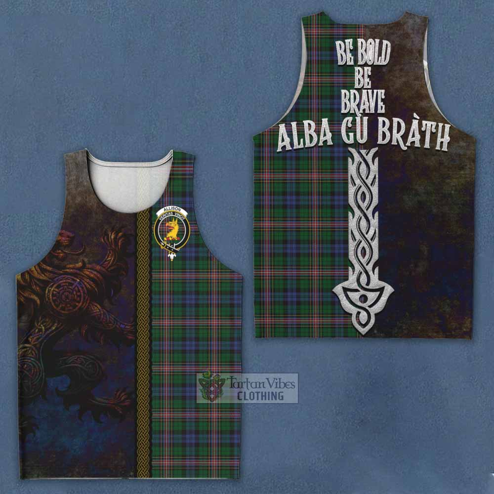 Tartan Vibes Clothing Allison Tartan Family Crest Men's Tank Top Alba Gu Brath Be Brave Lion Ancient Style
