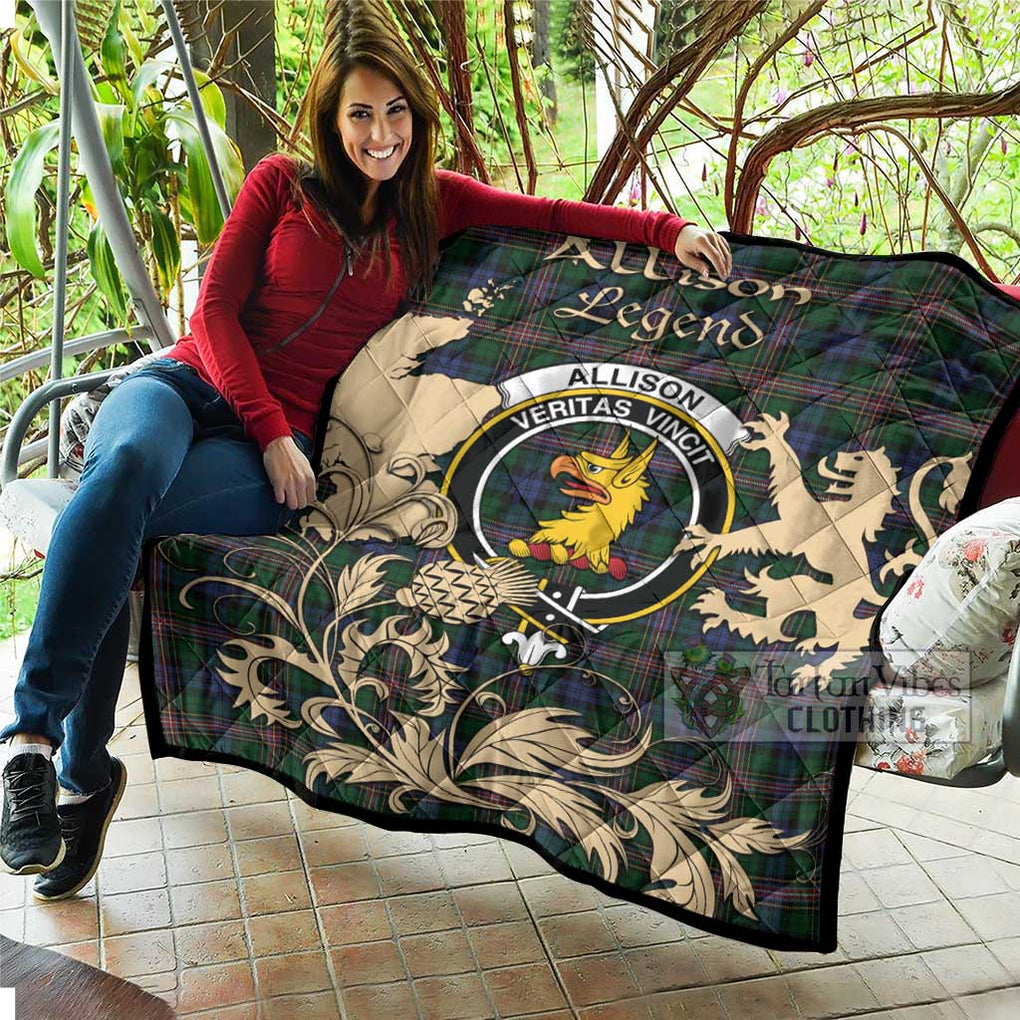 Allison Tartan Quilt with Family Crest and Scottish Symbol Style - Tartan Vibes Clothing