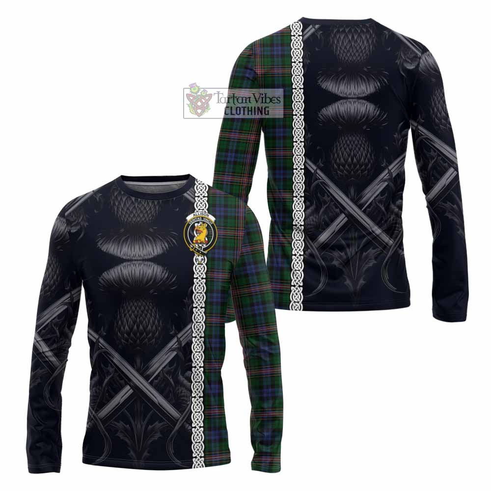 Tartan Vibes Clothing Allison Tartan Long Sleeve T-Shirt with Family Crest Cross Sword Thistle Celtic Vibes