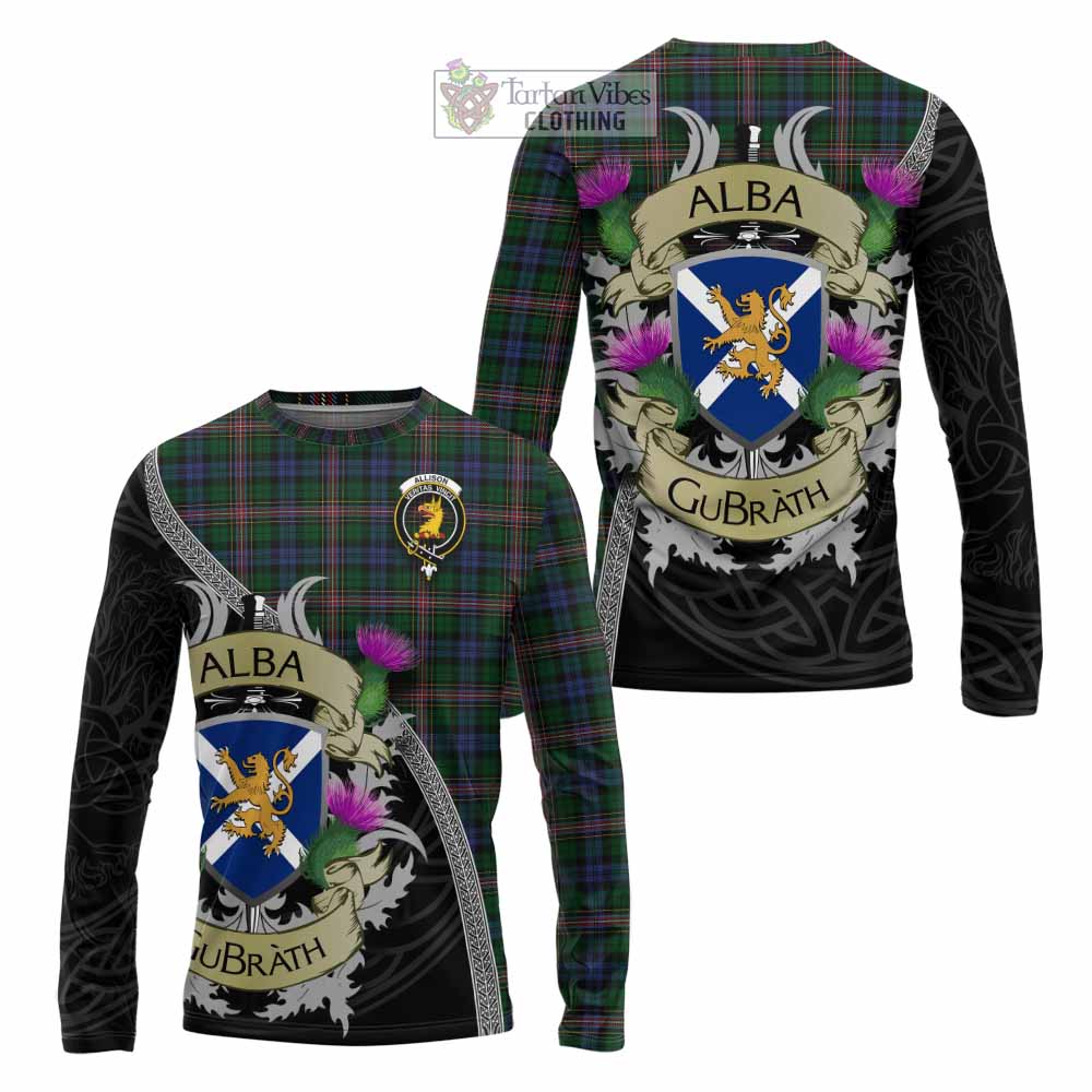 Tartan Vibes Clothing Allison Tartan Family Crest Long Sleeve T-Shirt Lion Rampant Royal Thistle Shield Celtic Inspired
