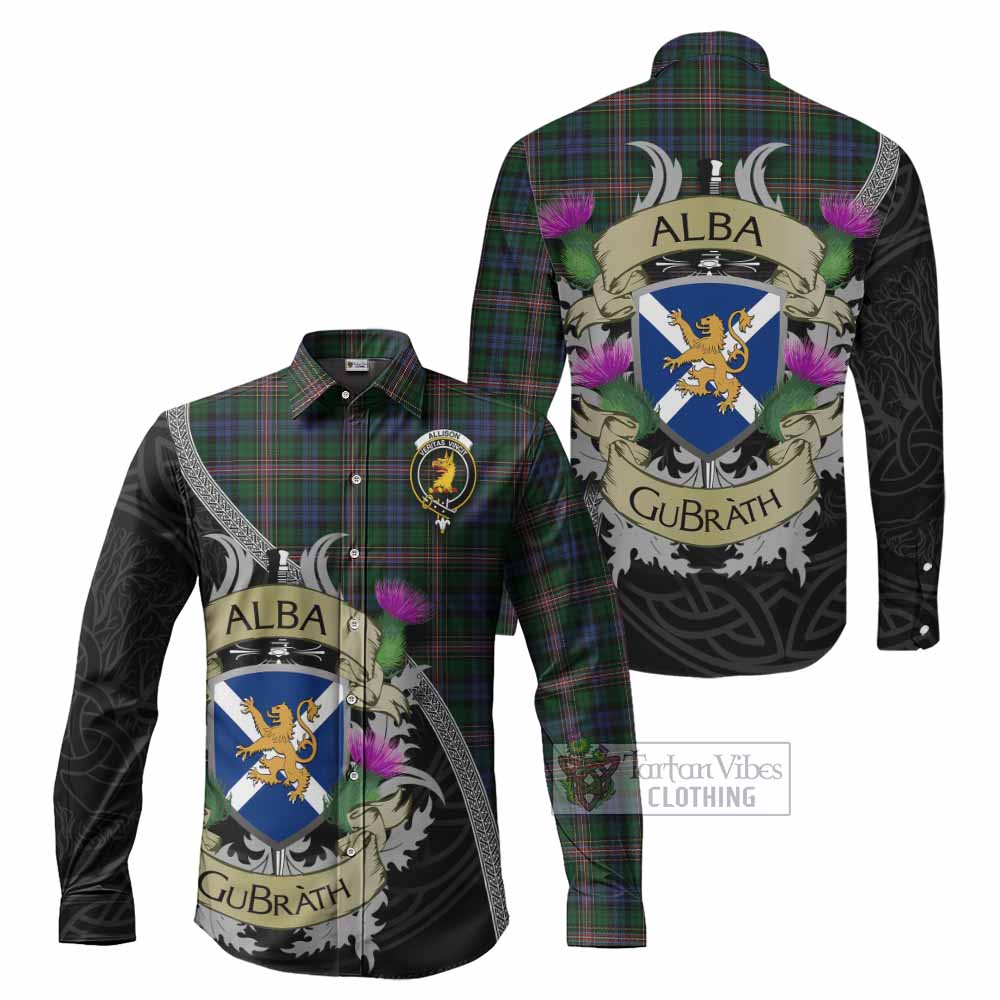 Tartan Vibes Clothing Allison Tartan Family Crest Long Sleeve Button Shirt Lion Rampant Royal Thistle Shield Celtic Inspired