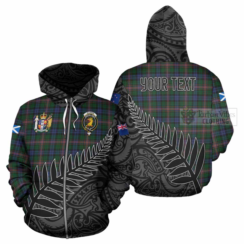 Tartan Vibes Clothing Allison Crest Tartan Hoodie with New Zealand Silver Fern Half Style