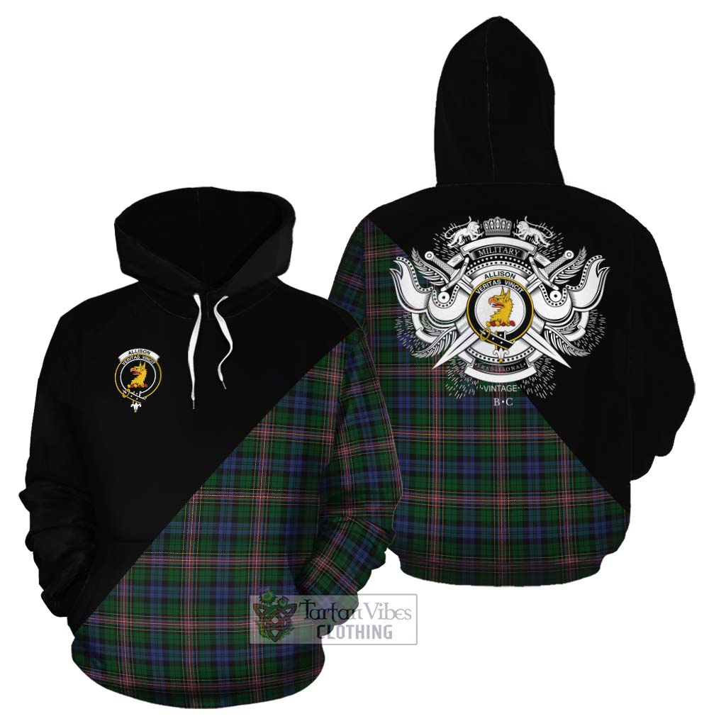 Tartan Vibes Clothing Allison Tartan Cotton Hoodie with Family Crest and Military Logo Style