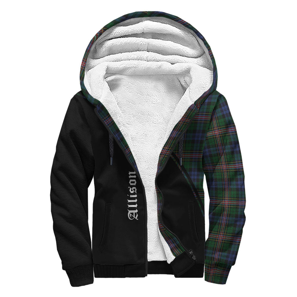 Allison Tartan Sherpa Hoodie with Family Crest Curve Style - Tartanvibesclothing
