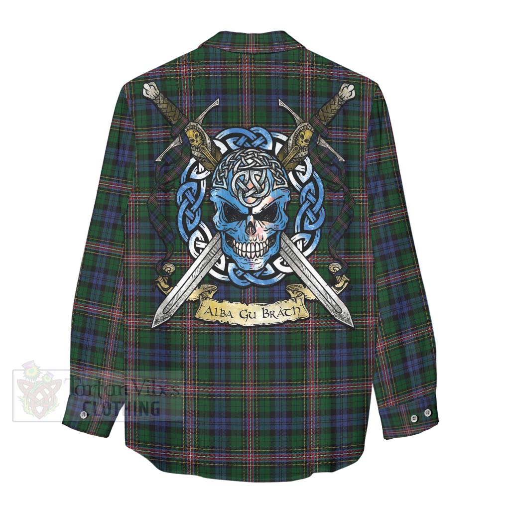 Tartan Vibes Clothing Allison Tartan Women's Casual Shirt with Family Crest Celtic Skull Style