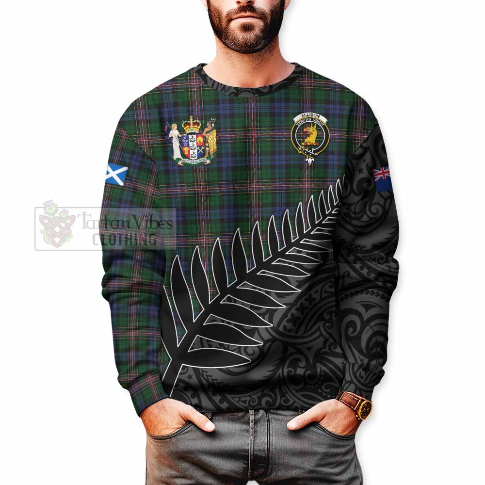Tartan Vibes Clothing Allison Crest Tartan Sweatshirt with New Zealand Silver Fern Half Style