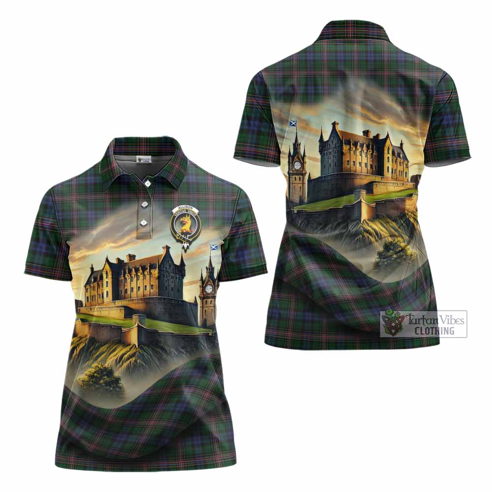 Tartan Vibes Clothing Allison Tartan Family Crest Women's Polo Shirt with Scottish Ancient Castle Stype
