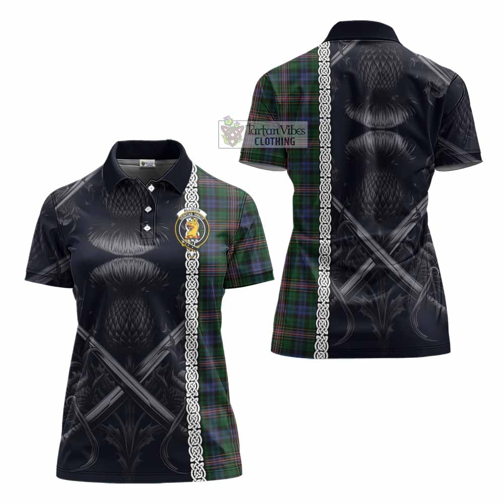 Tartan Vibes Clothing Allison Tartan Women's Polo Shirt with Family Crest Cross Sword Thistle Celtic Vibes