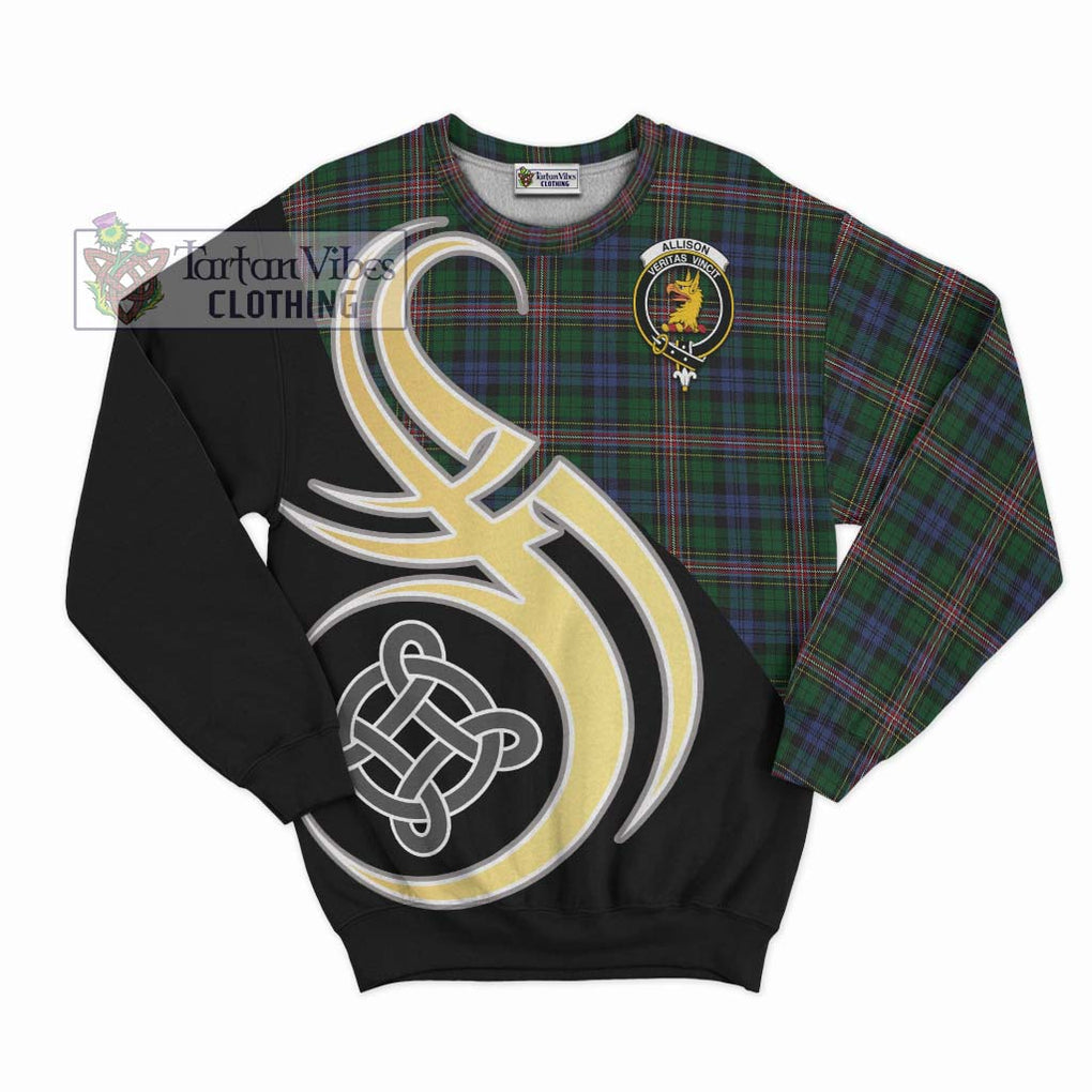 Allison Tartan Sweatshirt with Family Crest and Celtic Symbol Style - Tartan Vibes Clothing