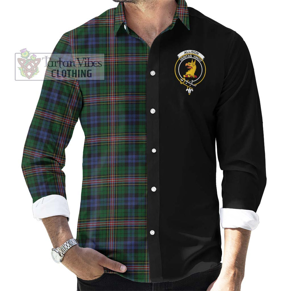 Allison Tartan Long Sleeve Button Shirt with Family Crest and Half Of Me Style - Tartanvibesclothing Shop