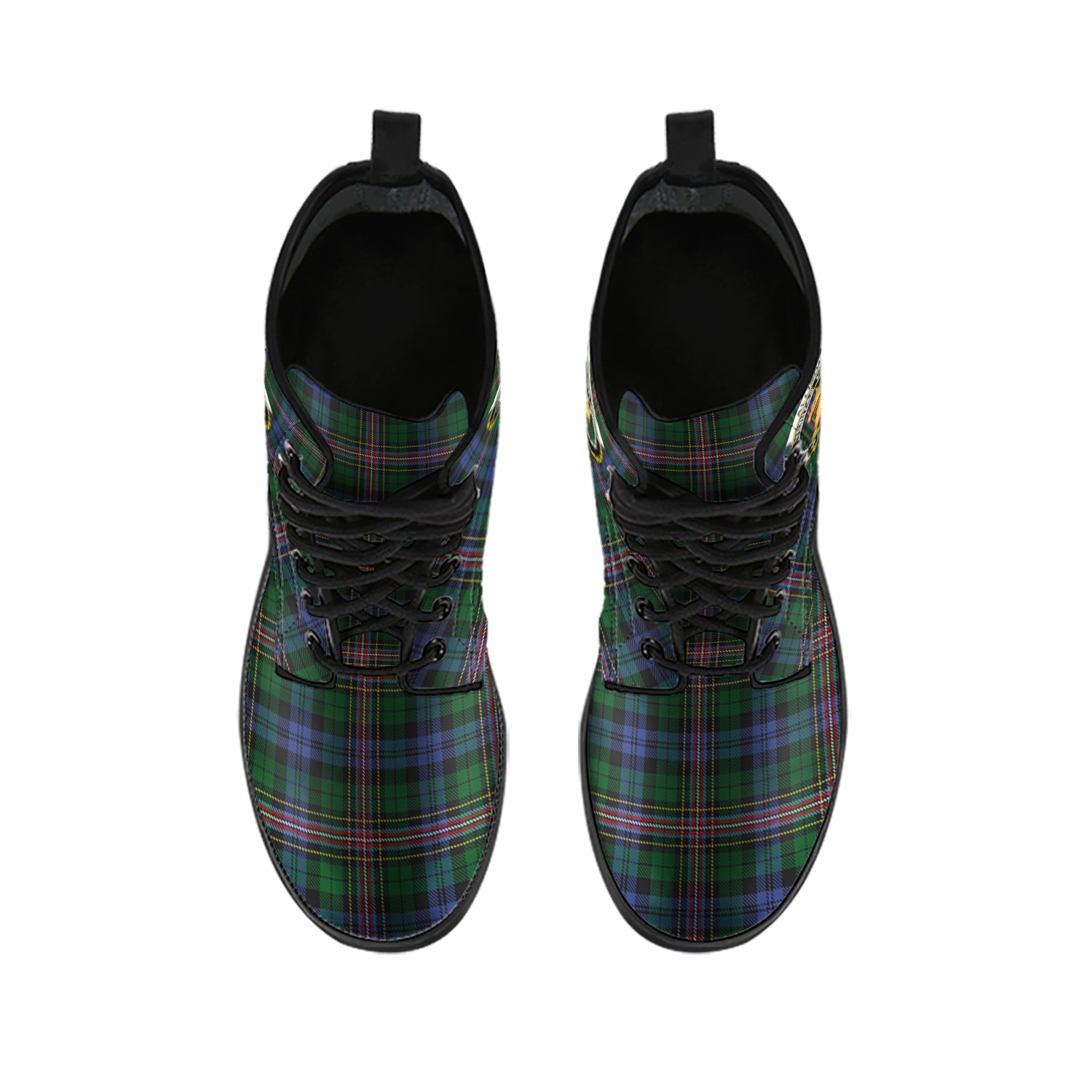 Allison Tartan Leather Boots with Family Crest - Tartanvibesclothing
