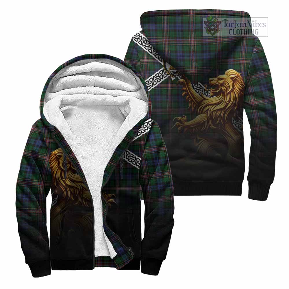 Tartan Vibes Clothing Allison Crest Tartan Sherpa Hoodie with Golden Lion Emblem Celtic Style