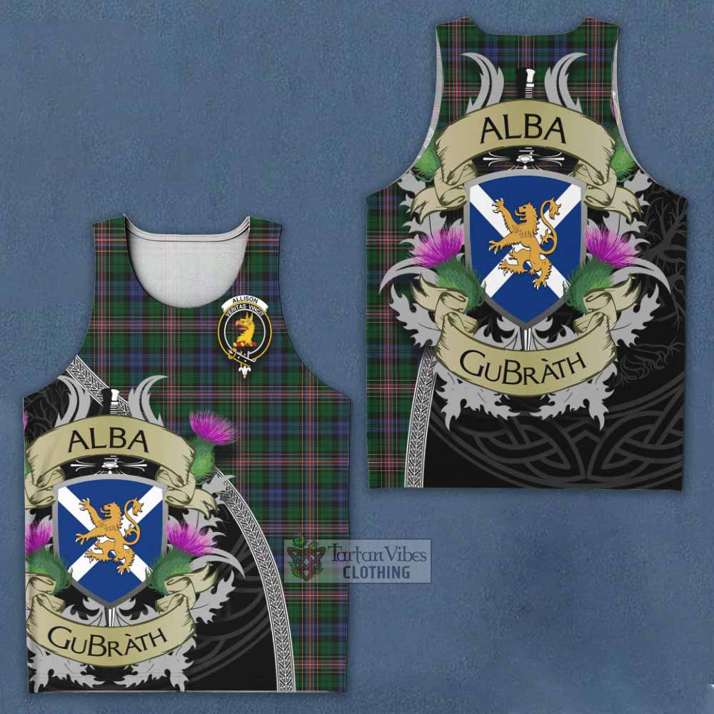 Tartan Vibes Clothing Allison Tartan Family Crest Men's Tank Top Lion Rampant Royal Thistle Shield Celtic Inspired