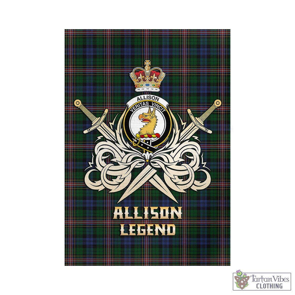 Tartan Vibes Clothing Allison Tartan Flag with Clan Crest and the Golden Sword of Courageous Legacy