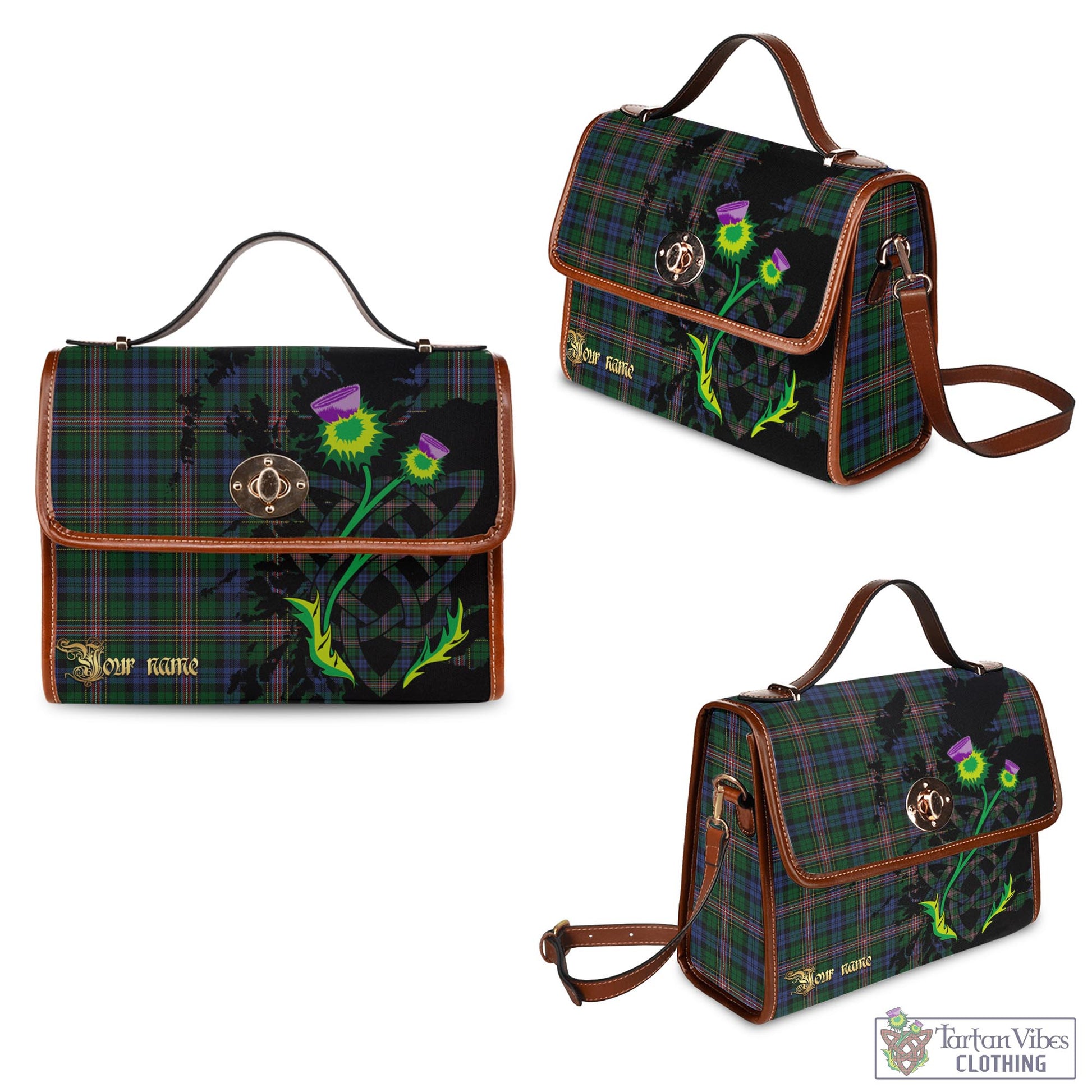 Tartan Vibes Clothing Allison Tartan Waterproof Canvas Bag with Scotland Map and Thistle Celtic Accents